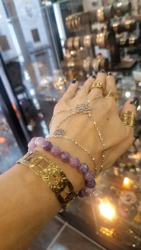 Lepidolite facettée bracelet– Pierre Naturelle.