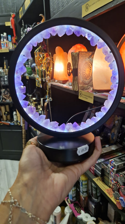 "Amystic"  : Lampe en Améthyste Ronde. Énergie et Sérénité