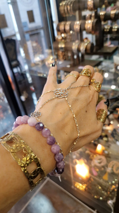 Lepidolite facettée bracelet– Pierre Naturelle.