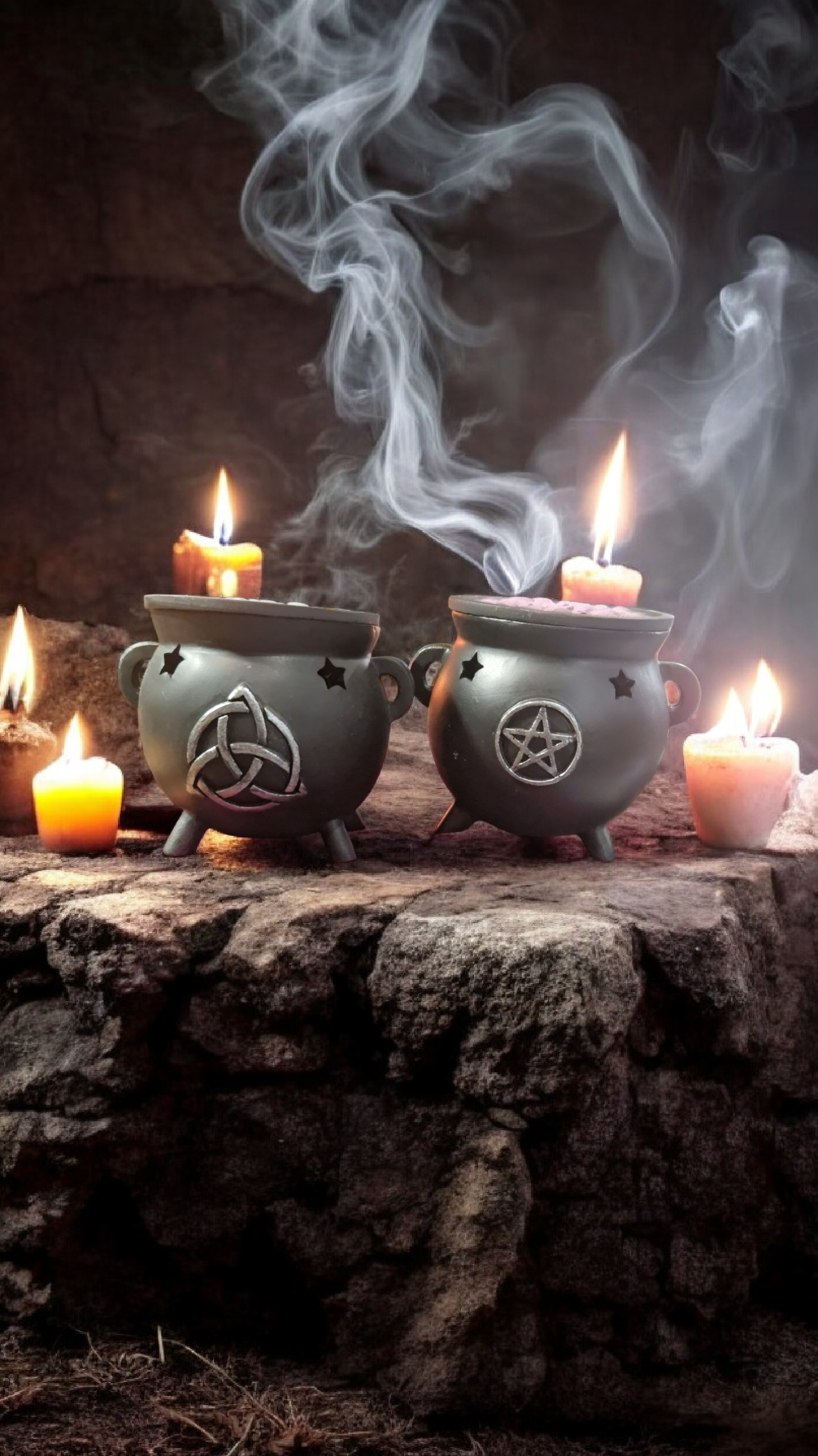 Chaudron brûleur d'encens en Résine ( taille S) – Pentagramme ou Triquetra