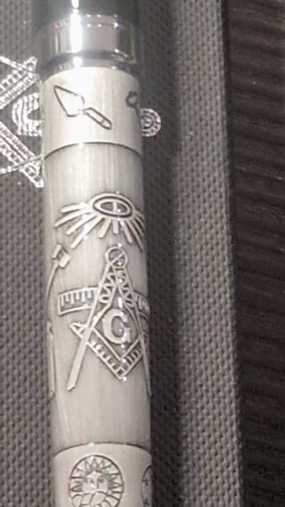 Stylo bille franc maçonnerie métal cadeau - symboles traditionnels
