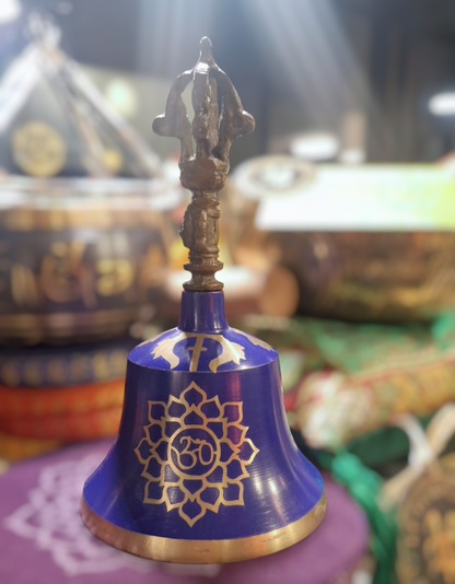 Cloche rituelle tibétaine - chakra coronnal - Sahasrara - violet & doré