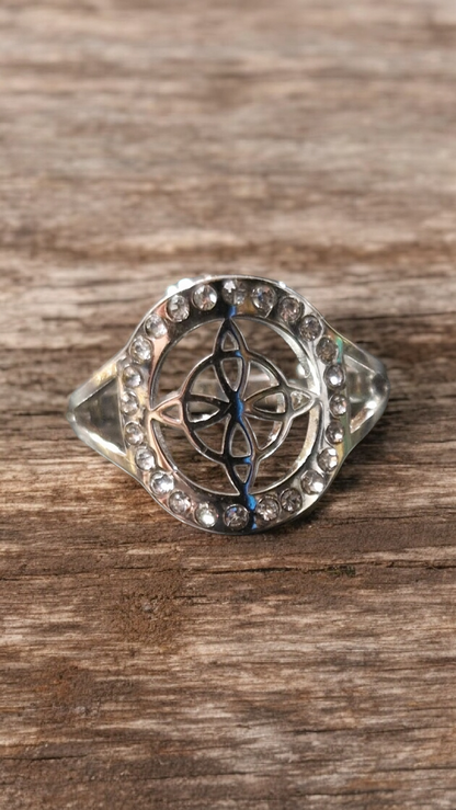 Bague talisman noeud de sorcière réglable - acier inoxydable or ou argent