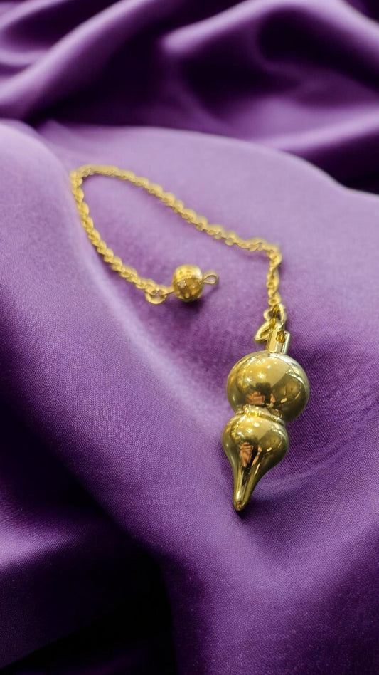 Pendule Divinatoire Hu-Lu en Cuivre Doré – Outil de Radiesthésie et Énergie