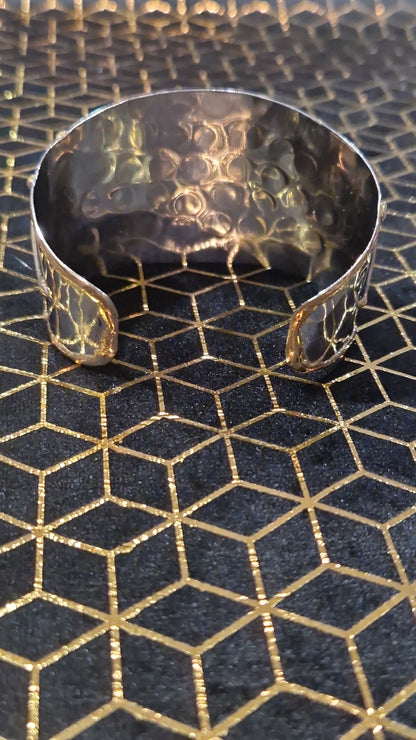 Bracelet Manchette réglable "Éminence" – Améthyste cuivre, laiton, acier, artisanat de Pondichéry