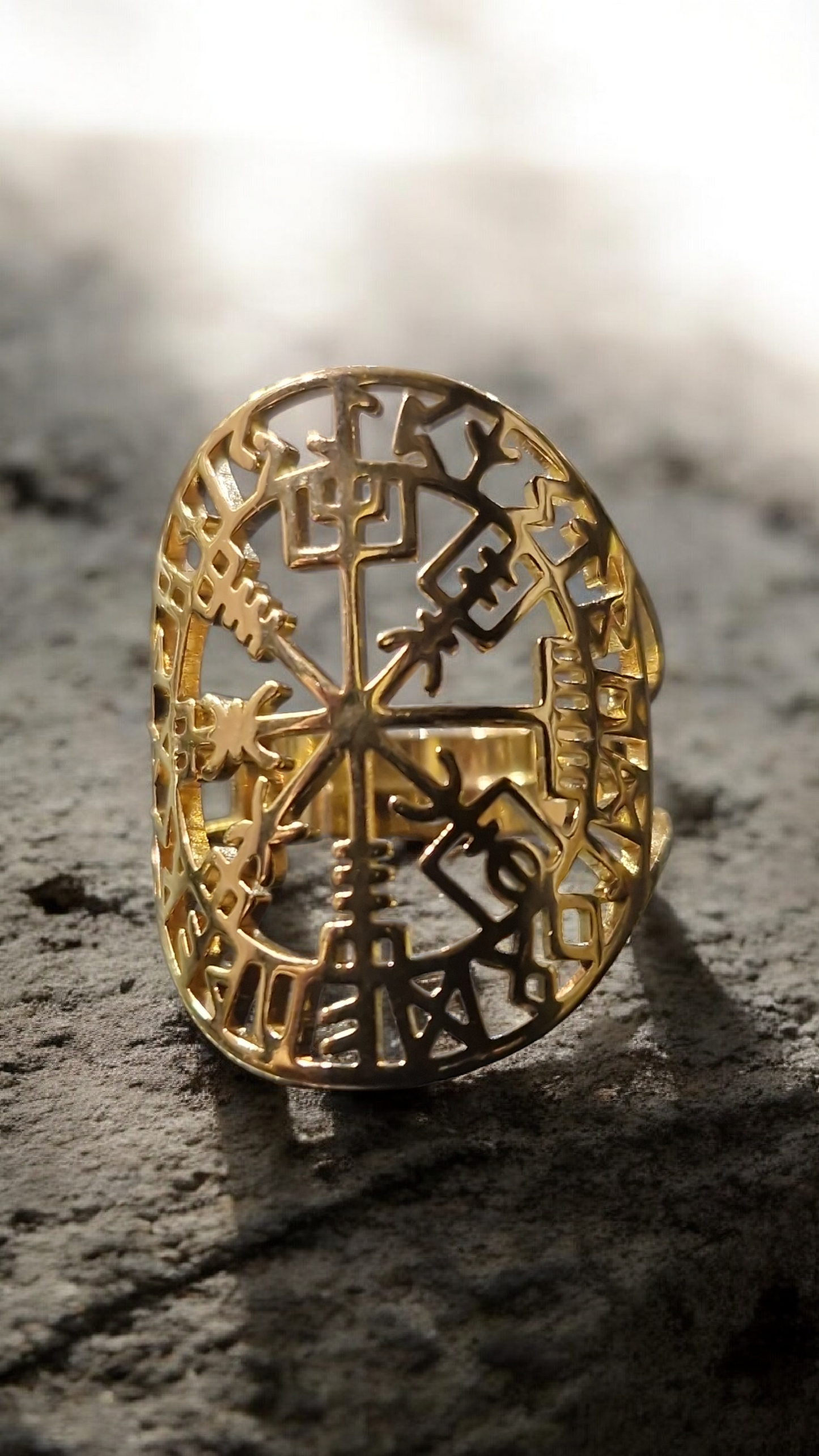Bague réglable talisman Vegvisir boussole Viking nordique - acier inoxydable or ou argent