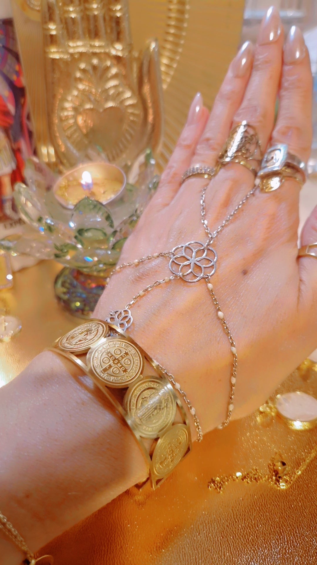 Bracelet Talisman Saint Benoit catholique acier inoxydable bijou rituel protection