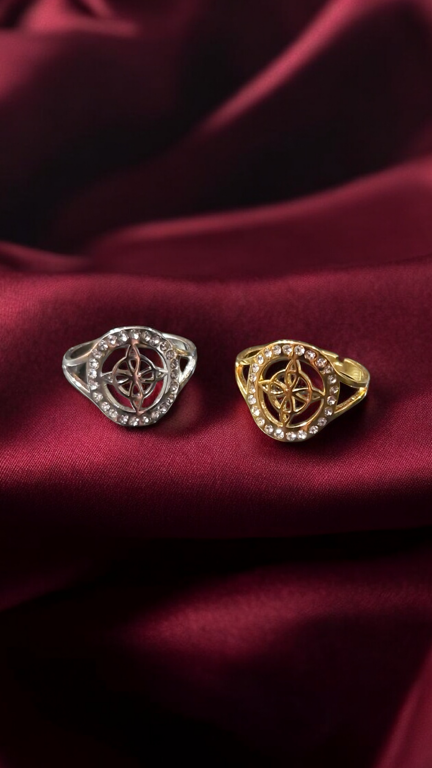 Bague talisman noeud de sorcière réglable - acier inoxydable or ou argent