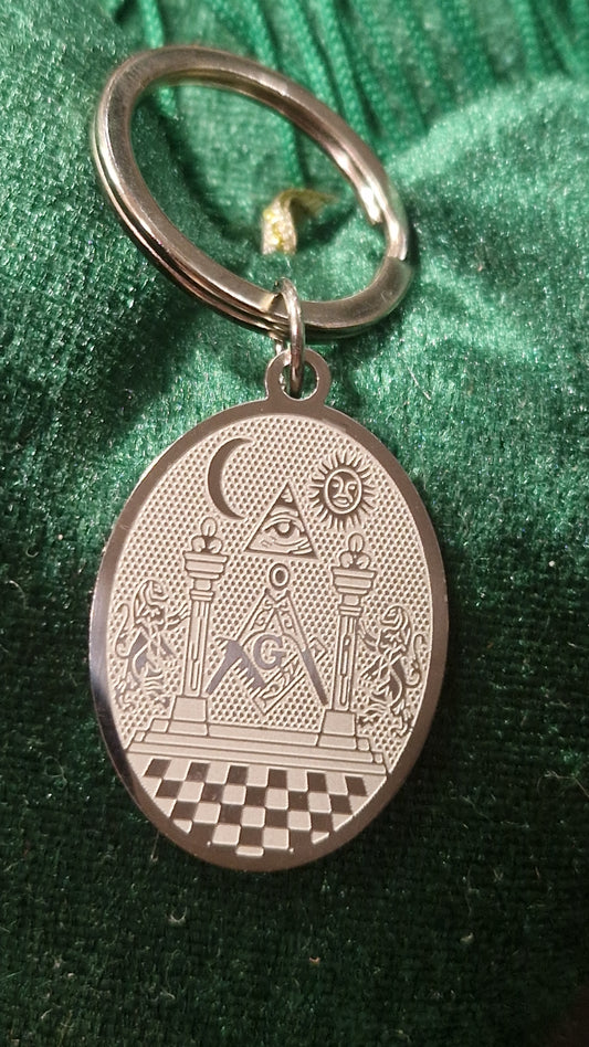 Porte clé franc maçon - Tableau de loge Acier inoxydable argenté