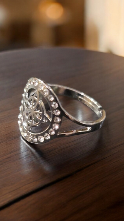 Bague talisman noeud de sorcière réglable - acier inoxydable or ou argent