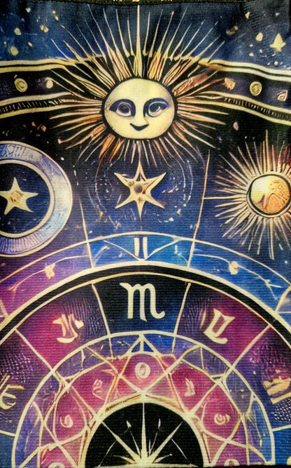 Tapis-Nappe d'autel velouré/ tirages cartes oracles tarots  soleil lune zodiaque astro