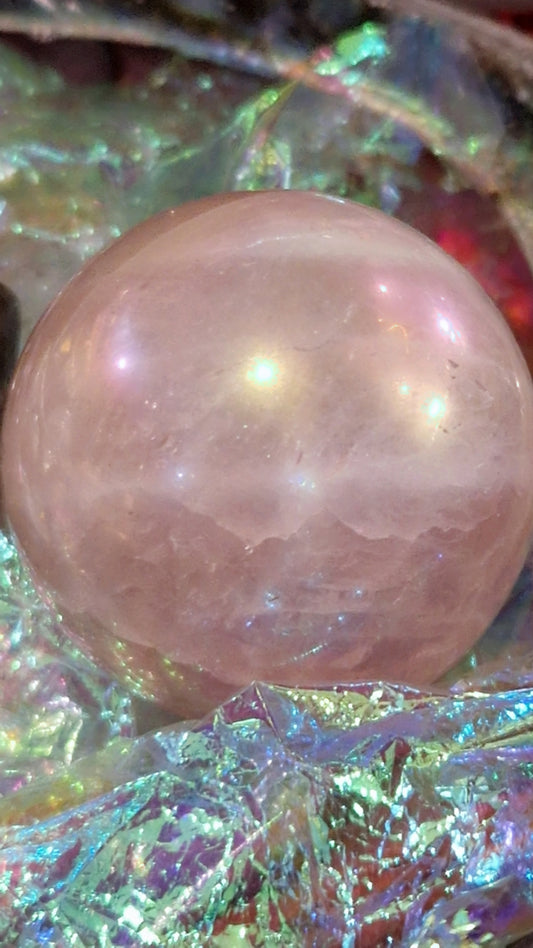 Sphère pierre quartz rose aura angel