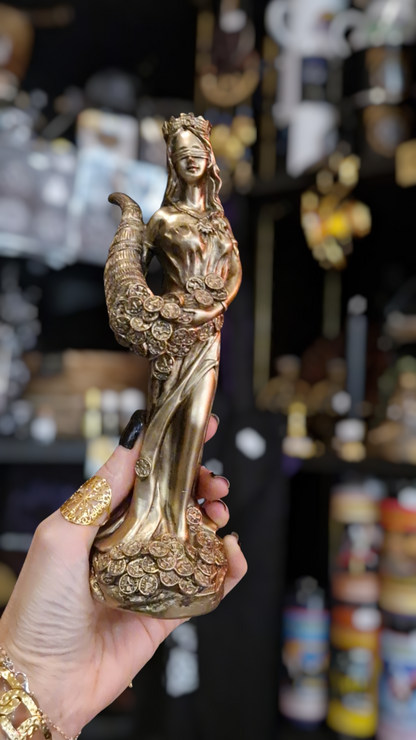 Statuette Diosa de la Fortuna – Déesse de la Chance, Richesse et Prospérité – Résine Peinte à la Main 22 cm