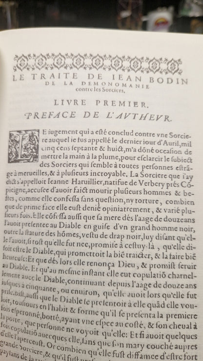 De la démonomanie des sorciers - Jean Bodin 1587 fac simile