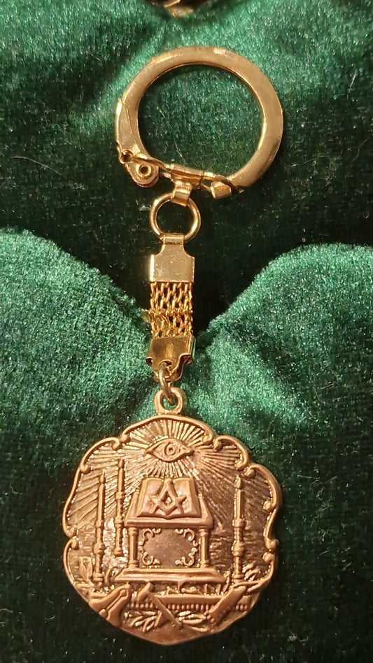 Porte clé franc maçon - Temple bronze antique
