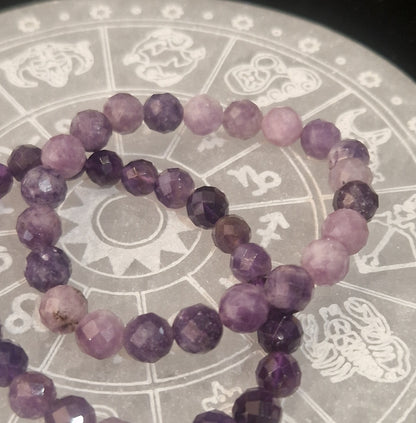 Lepidolite facettée bracelet– Pierre Naturelle.