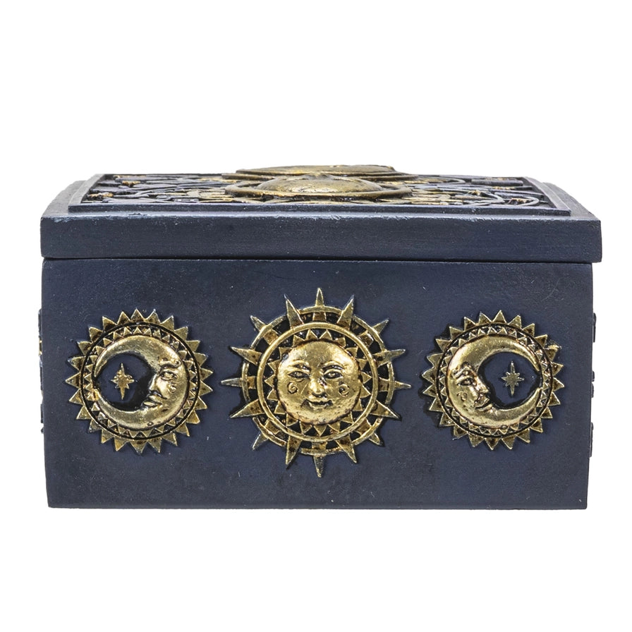 Boîte de rangement pour cartes de tarot, 12,7 x 8,5 cm, motif lune et , petite construction en métal, étui de protection authentique pour cartes de tarots, rangement de bijoux, maison, bureau Boîte de rangement pour cartes de tarot, 12,7 x 8,5 cm, motif lune et , petite construction en métal, étui de protection authentique pour cartes de tarots, rangement de bijoux, maison, bureau