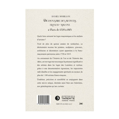 Dictionnaire des Artistes francs-maçons à Paris de 1720 à 1815, Daniel Morillon & préface de Pierre Mollier