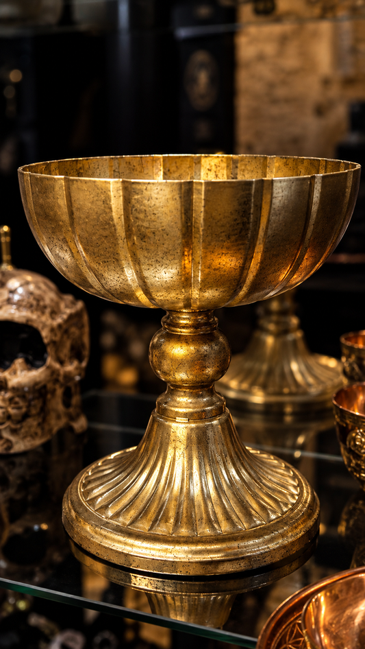 Coupe d'offrande dorée vieillie – Coupe rituelle d'autel