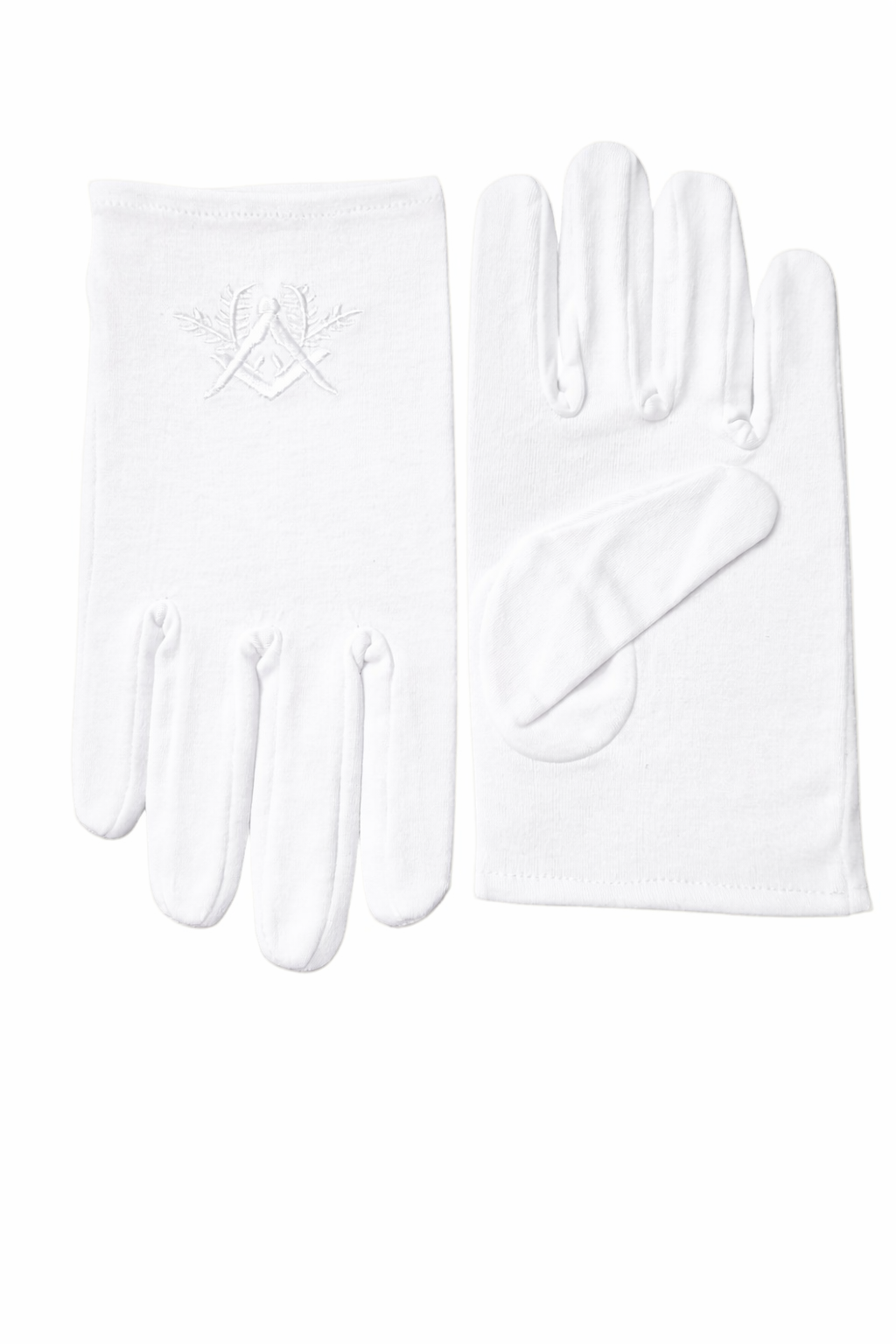...Gants maçonniques blancs broderie blanche équerre compas acacia