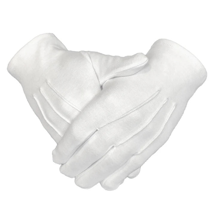 gants maçonniques blancs à nervures